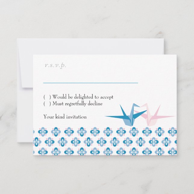 Respuesta de Boda de Grullas de Origami de Océano  (Anverso)