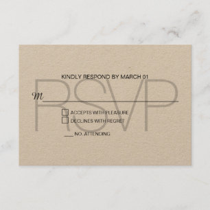 Respuesta de Boda de Kraft RSVP moderna