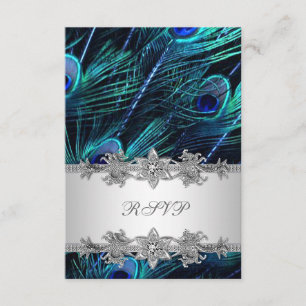 Respuesta de boda de pavo real azul real plata