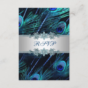 Respuesta de boda de pavo real azul real plata