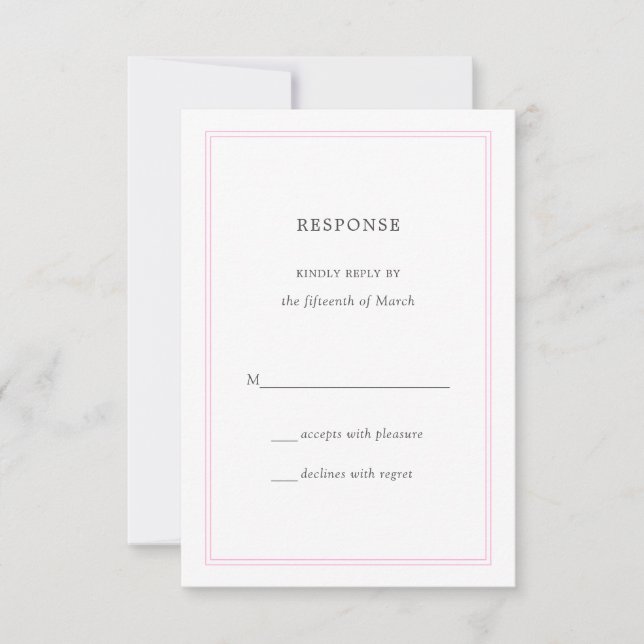 Respuesta de Boda de Peony Pink Bored RSVP (Anverso)