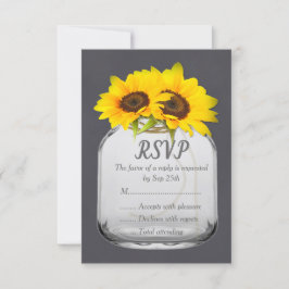 Respuesta de boda de pizarra de girasol de frasco 