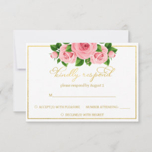 Respuesta de boda de rosas rosadas de oro blanco