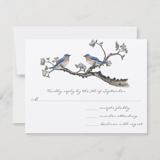 Respuesta de Boda de Vintage Bluebirds (Reverso)