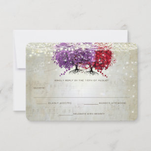 Respuesta de boda del árbol de hoja de corazón roj