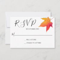 Respuesta de boda elegante de hoja de otoño RSVP