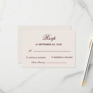 Respuesta de boda elegante marfil beige retro y bu