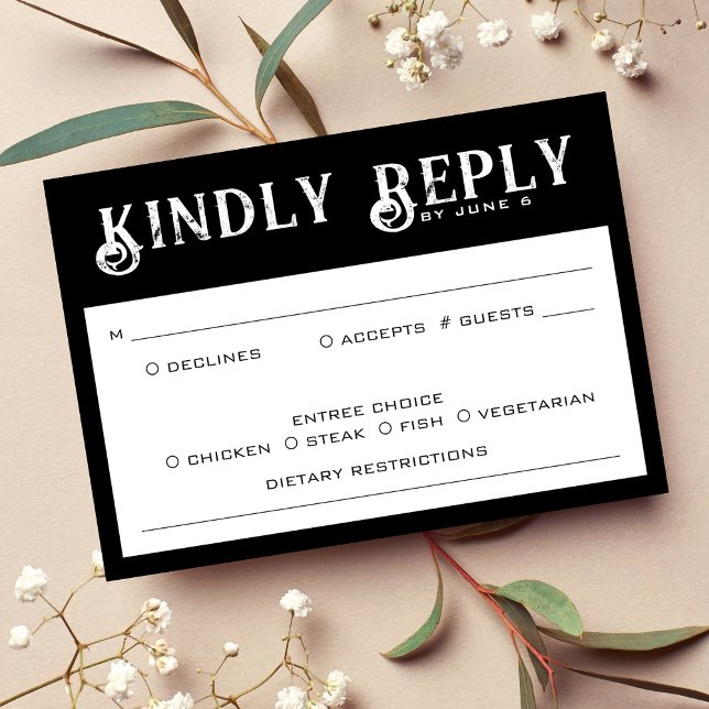 Respuesta de Boda en Blanco y Negro (Black & White Wedding RSVP)