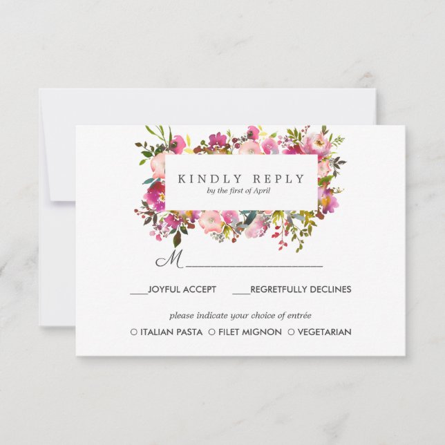 Respuesta de Boda en Bloom Brillante opción RSVP M (Anverso)
