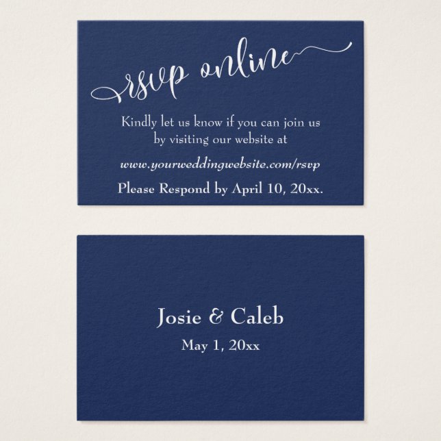 Respuesta de Boda en Línea Inserte Blanco Script & (Anverso y reverso)