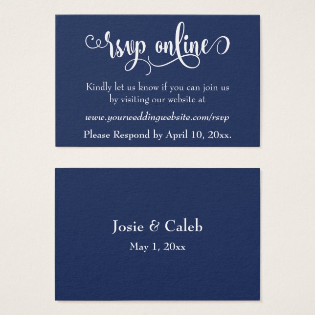 Respuesta de Boda en Línea Inserto Blanco Script & (Anverso y reverso)