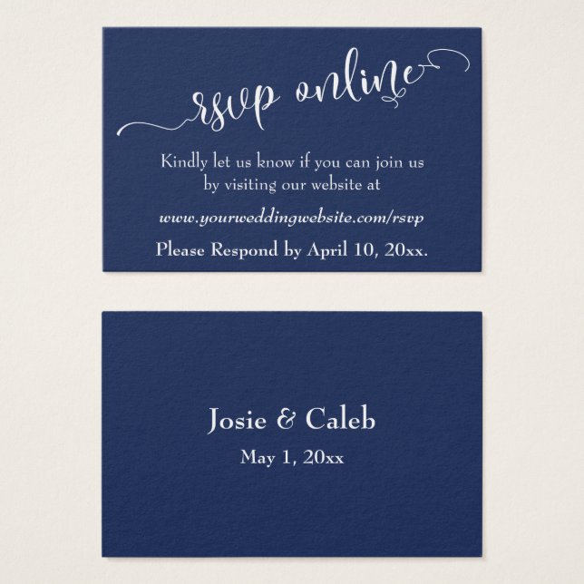 Respuesta de Boda en Línea Inserto Blanco Script y (Anverso y reverso)