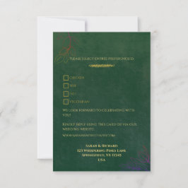 Respuesta de boda en terciopelo verde esmeralda de