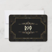 Respuesta de boda estilo Gatsby Art Deco dorado de