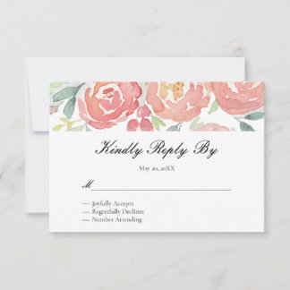 Respuesta de Boda Floral Acuarela Coral Rubor