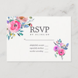Respuesta de boda floral acuarela rosa caliente