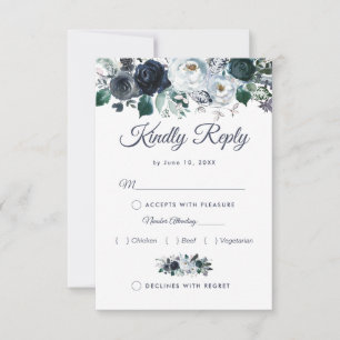 Respuesta de Boda Floral Azul Boho Rústico con Men