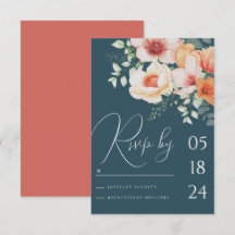 Respuesta de Boda Floral Azul Turquesa y Naranja d