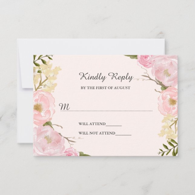 Respuesta de boda floral botánica rubor rosa (Anverso)