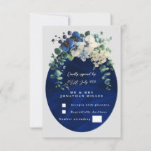Respuesta de Boda Floral Botánico Azul Marino