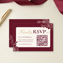 Respuesta de Boda Floral Burgundy Profundo con Cód