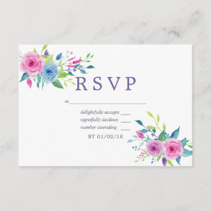 Respuesta de boda floral de acuarela violeta ultra