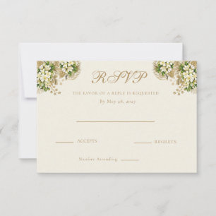 Respuesta de Boda Floral de Marfil y Dorado Antigu