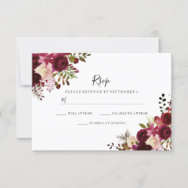 Respuesta de boda floral roja Burgundy Marsala