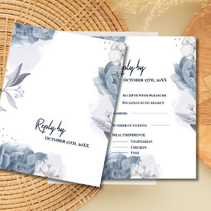 Respuesta de Boda Floral Romántica Azul Polvorient