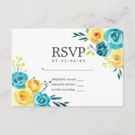 Respuesta de boda floral turquesa y amarillo