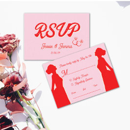 Respuesta de boda lésbica rosa y roja moderna