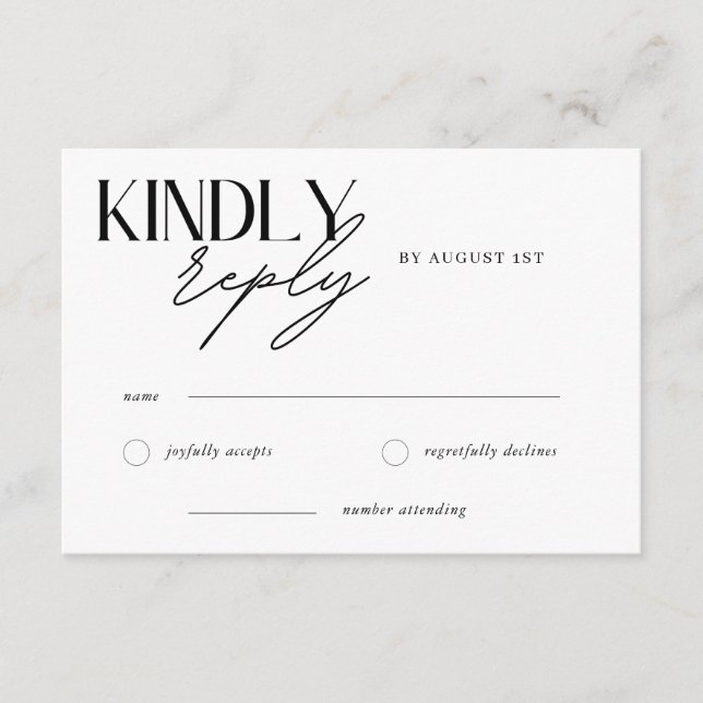Respuesta de Boda Minimalista Amable (Anverso)