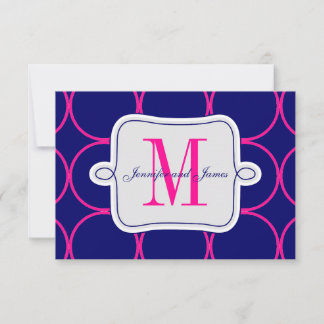 Respuesta de boda moderna en azul marino y fucsia