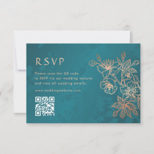 Respuesta de Boda Rosa Dorado Floral Verde Teal
