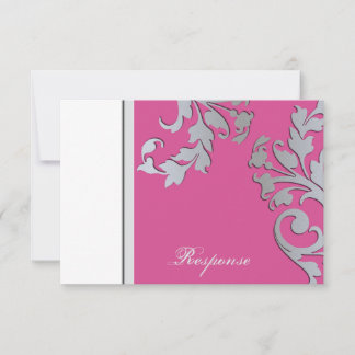 Respuesta de Boda rosa y plateado de Fuchsia RSVP