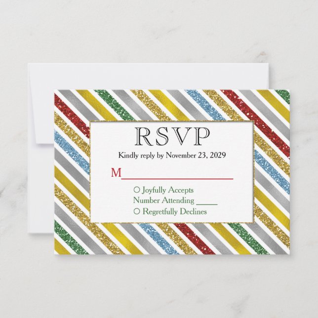 Respuesta de Boda RSVP de bandas de vacaciones (Anverso)