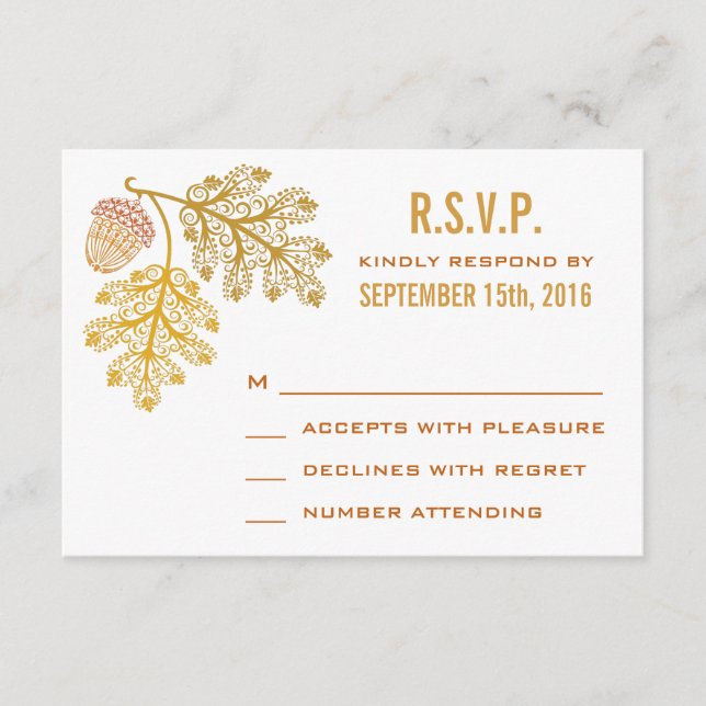 Respuesta de bodas de bellotas y hojas de roble de (Anverso)