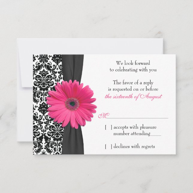 Respuesta de Gerber Daisy Black Damask Wedding RSV (Anverso)