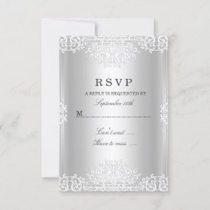 Respuesta de glamour vintage blanco plateado RSVP