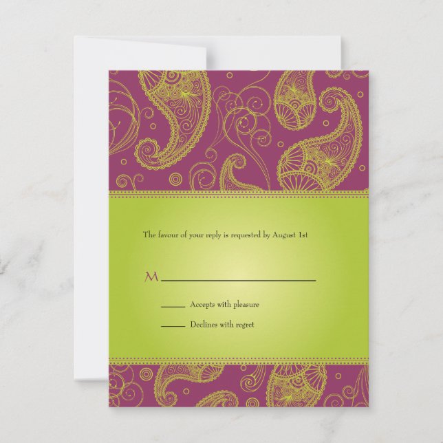 Respuesta de Invitación de Boda Paisley Dreams (Anverso)