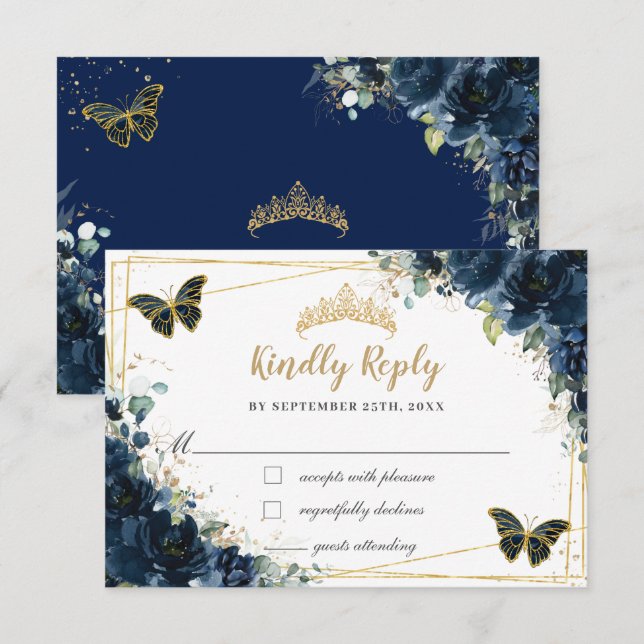 Respuesta de la Mariposa Quinceañera Floral Azul d