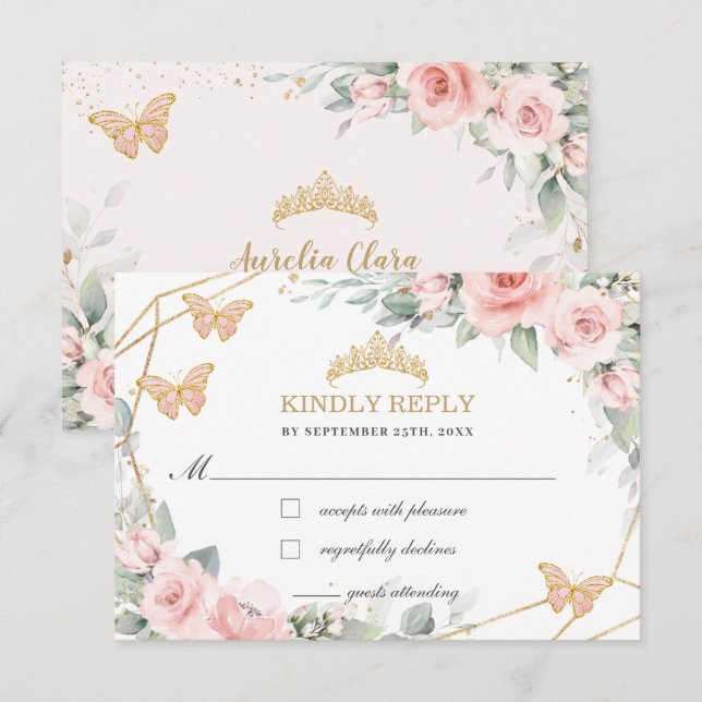Respuesta de las mariposas Rubor Floral rosa Quinc (Anverso / Reverso)