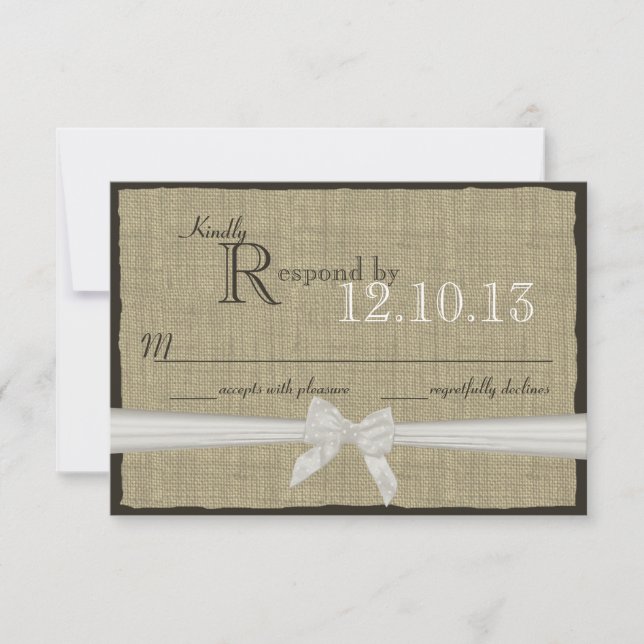 Respuesta de los Bodas White Bow y Burlap (Anverso)