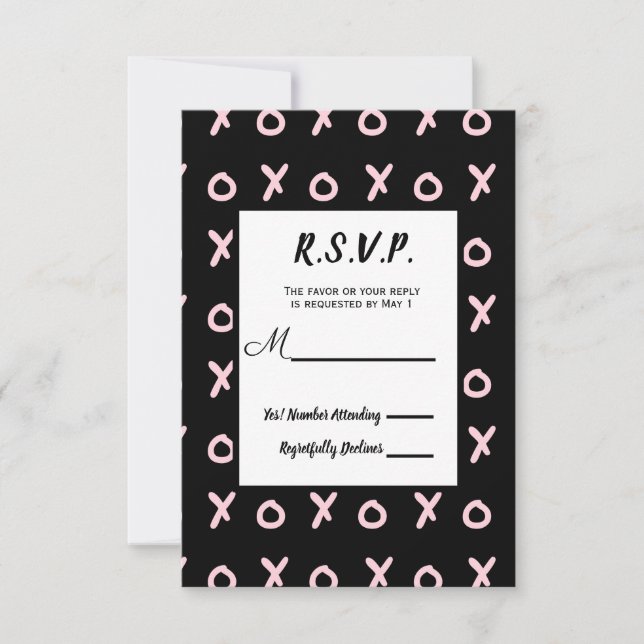 Respuesta de moda de RSVP de Black & Baby Pink X O (Anverso)
