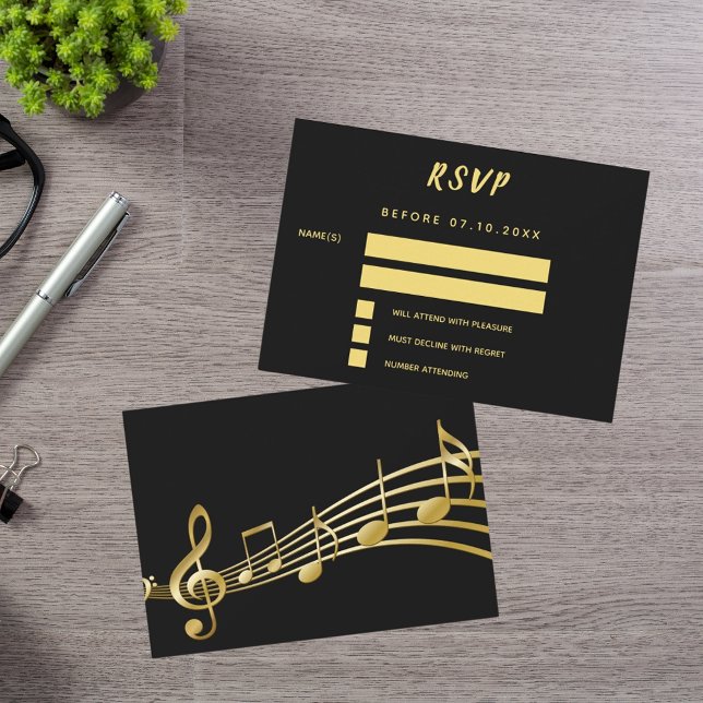 Respuesta de notas de música oro negro RSVP (Subido por el creador)