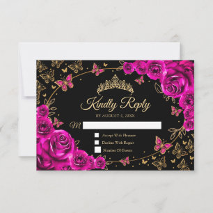 Respuesta de Quinceañera en Rosa Fucsia Dorado