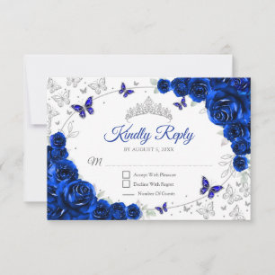 Respuesta de Quinceañera Floral Azul Real Plateado