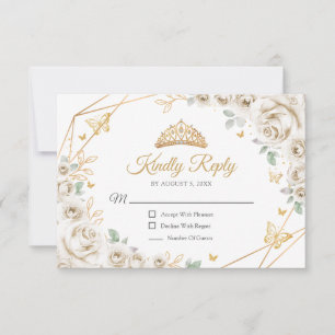 Respuesta de Quinceañera Floral Crema Marfil Dorad