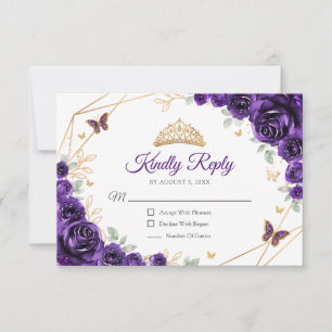 Respuesta de Quinceañera Floral de Oro Púrpura