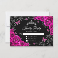 Respuesta de Quinceañera Rosa Fucsia Plateada